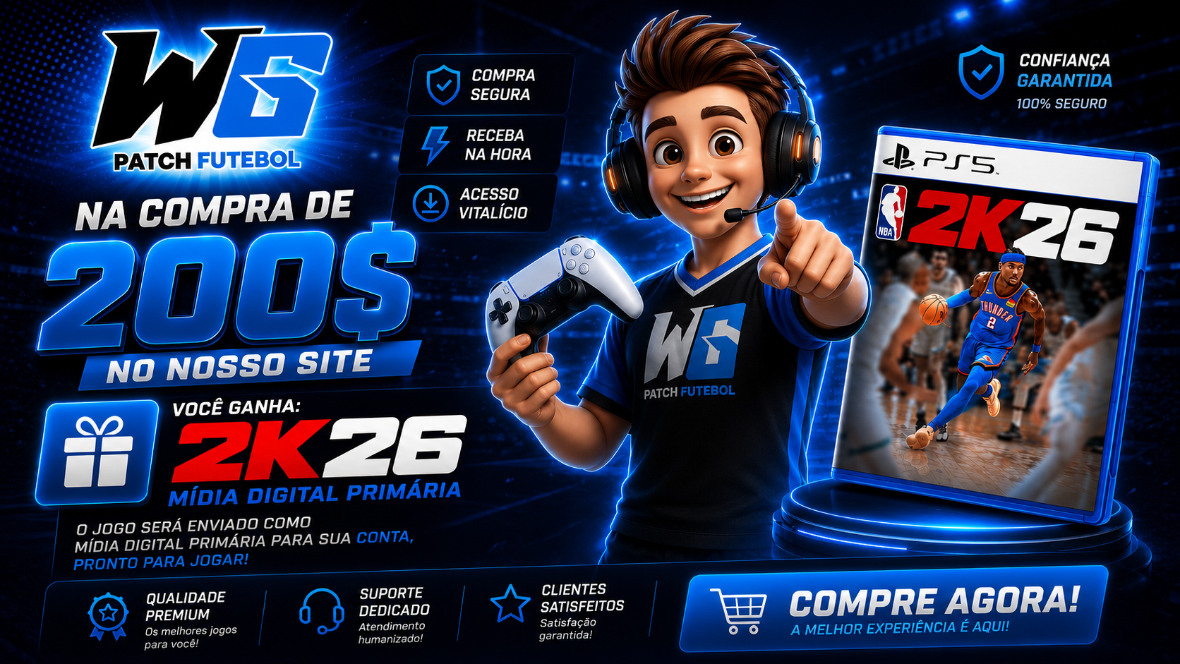 Na compra de R$ 200 no site você ganha NBA 2K26 - Mídia Digital Primária